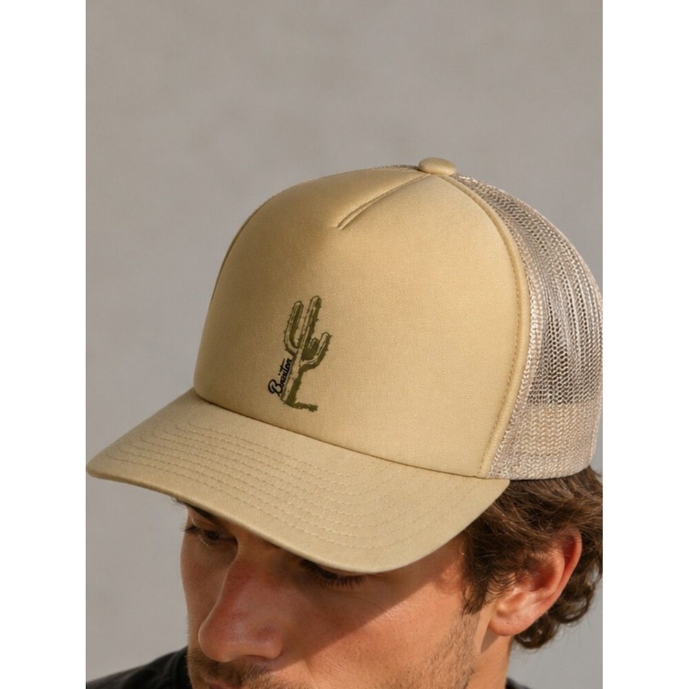 Brixton Men’s Cactus Trucker Hat Adjustable Mesh Snapback Beige Cap Desert NWOT